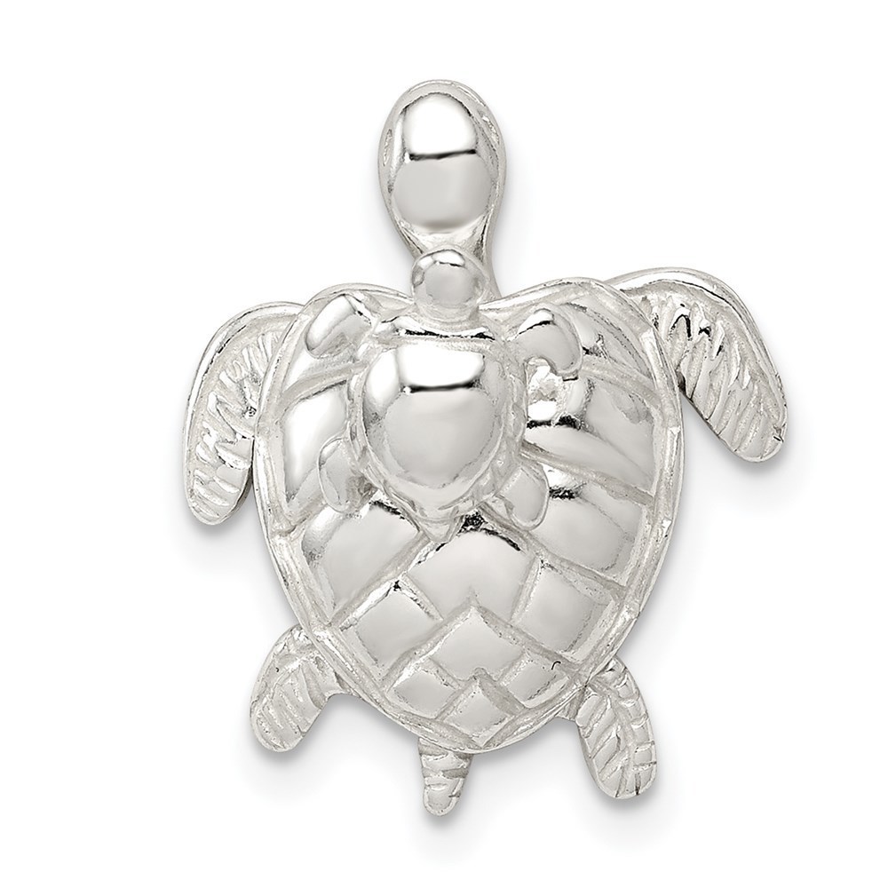 925 Sterling Silver Mother & Baby Turtle Necklace Charm Pendant